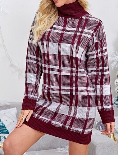 Robe pull écossaise col - robe-pull, écossaise,